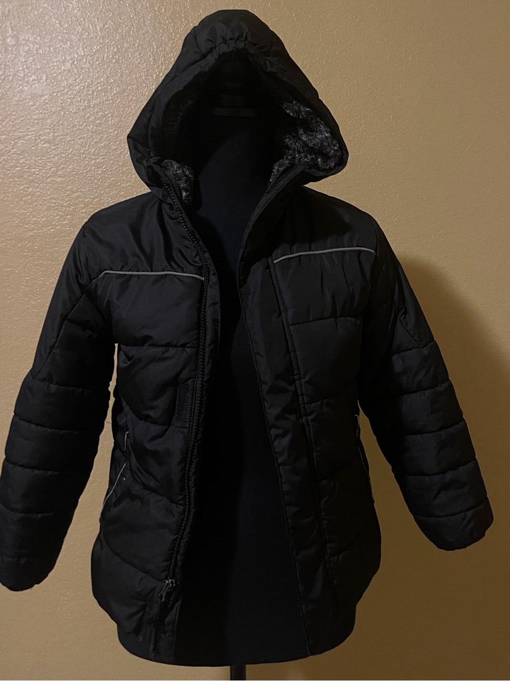 Swiss Tech Kids Black Hooded Puffer Coat
